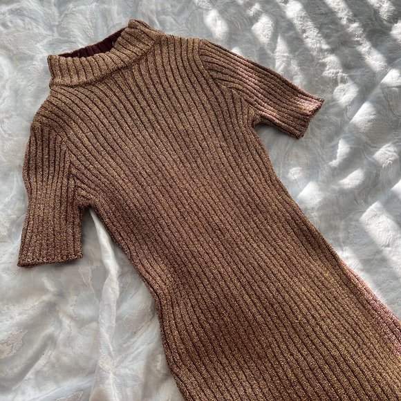 For Love & Lemons Knitz Sparkle Knit Turtleneck Dress - Picture 2 of 3